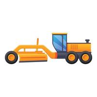 Tractor grader machine icon, cartoon style vector