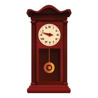 Pendulum clock time icon, cartoon style vector