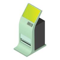 Computer kiosk icon, isometric style vector