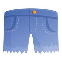 Icono de pantalones cortos de jeans hechos a mano, estilo de dibujos animados vector