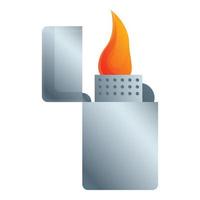 Steel lighter icon, cartoon style vector