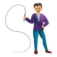 Trainer with whip icon, cartoon style vector