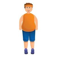 Sportsman overweight icon, cartoon style vector