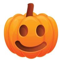 Cute kid pumpkin icon, cartoon style vector