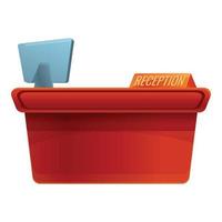 Hotel reception desk icon, cartoon style vector