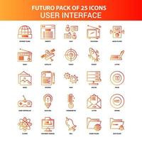 naranja futuro 25 conjunto de iconos de interfaz de usuario vector