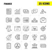 iconos de línea de finanzas establecidos para infografías kit de uxui móvil y diseño de impresión incluyen texto de pin de computadora investigación de búsqueda de finanzas conjunto de iconos de hombre de finanzas vector