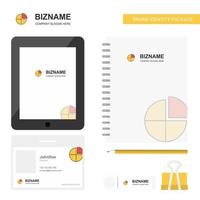 Pie chart Business Logo Tab App Diary PVC Employee Card and USB Brand Stationary Package Design Vector Template