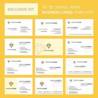 conjunto de 12 plantillas de tarjetas de negocios creativas de diamantes logotipo creativo editable y fondo de tarjeta de visita vector