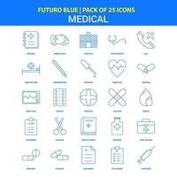 iconos médicos futuro azul 25 paquete de iconos vector