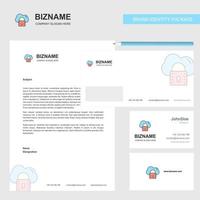 Secure cloud Business Letterhead Envelope and visiting Card Design vector template