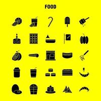 los iconos de glifos sólidos de alimentos establecidos para infografías kit uxui móvil y diseño de impresión incluyen chef sombrero sombrero cocina cocina rebanada pieza colección de alimentos moderno logotipo infográfico y pictograma vecto vector