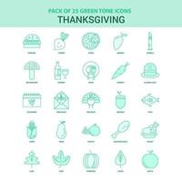 25 Green Thanksgiving Icon set vector