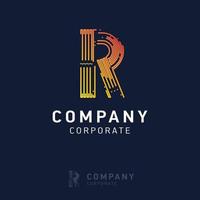 R company logo design with visiting card vector