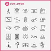 los iconos deportivos y de línea extrema establecidos para infografías kit uxui móvil y diseño de impresión incluyen juego de pelota de fútbol deporte juego móvil juego en línea conjunto de iconos vector