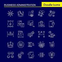 Business Administration Hand Drawn Icons Set For Infographics Mobile UXUI Kit And Print Design Include Gear Setting Engine Globe Document Files File Star Eps 10 Vector