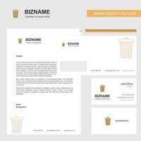 Dustbin Business Letterhead Envelope and visiting Card Design vector template