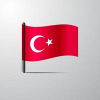 Turkey waving Shiny Flag design vector