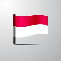 Monaco waving Shiny Flag design vector