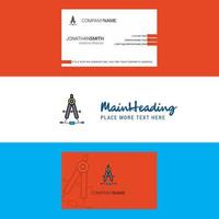 Beautiful Compass Logo and business card vertical Design Vector