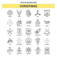 conjunto de iconos de línea navideña 25 estilo de contorno discontinuo vector