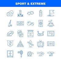 los iconos deportivos y de línea extrema establecidos para infografías kit uxui móvil y diseño de impresión incluyen juego de pelota de fútbol deporte juego móvil juego en línea conjunto de iconos vector