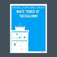 torre blanca de teslonica, grecia, monumento, hito, folleto, estilo plano, y, tipografía, vector