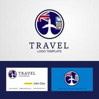 logotipo de la bandera del círculo creativo de las islas malvinas de viaje y diseño de tarjeta de visita vector