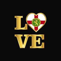 Love typography Alderney flag design vector Gold lettering