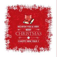Merry Christmas card with red background and typography vector