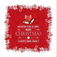 Merry Christmas card with red background and typography vector