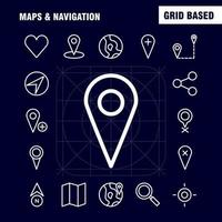 paquete de iconos de mapas y líneas de navegación para diseñadores y desarrolladores iconos de gps eliminar mapa mapas navegación brújula gps rumbo vector