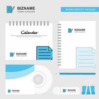 Write document Logo Calendar Template CD Cover Diary and USB Brand Stationary Package Design Vector Template