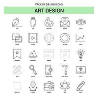 Art Design Line Icon Set 25 Dashed Outline Style vector