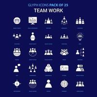 Team Work White icon over Blue background 25 Icon Pack vector