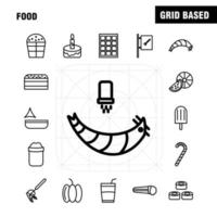 Food Line Icons Set For Infographics Mobile UXUI Kit And Print Design Include Chef Hat Hat Kitchen Cooking Slice Piece Food Collection Modern Infographic Logo and Pictogram Vector