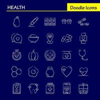 Health Hand Drawn Icon for Web Print and Mobile UXUI Kit Such as Medical Heart Beat Beat Emergency Pear Medical Hospital Pictogram Pack Vector