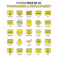 Programming and Developement Icon Set Yellow Futuro Latest Design icon Pack vector