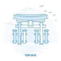 tori gate blue landmark fondo creativo y plantilla de póster vector