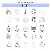 Baby Line Icon Set 25 Dashed Outline Style vector