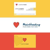 Beautiful Heart Logo and business card vertical Design Vector