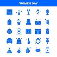 iconos de glifo sólido del día de la mujer establecidos para infografía kit uxui móvil y diseño de impresión incluyen bolsa bolsa de compras amor san valentín romántico anillo de oreja conjunto de iconos vector