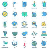 25 conjunto de iconos de color plano de mezcla de concepto de negocio vector