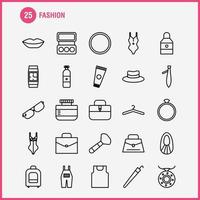 los iconos de línea de moda establecidos para el kit de uxui móvil de infografía y el diseño de impresión incluyen chaqueta, vestido, ropa de vestir, camiseta, colección de vestidos, logotipo infográfico moderno y vector de pictograma