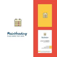Calendar Creative Logo and business card vertical Design Vector