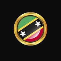 Saint Kitts and Nevis flag Golden button vector