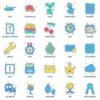25 conjunto de iconos de color plano de mezcla de concepto de negocio