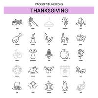 Thanksgiving Line Icon Set 25 Dashed Outline Style vector