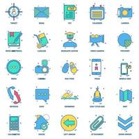 25 conjunto de iconos de color plano de mezcla de concepto de negocio vector