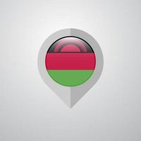 Map Navigation pointer with Malawi flag design vector
